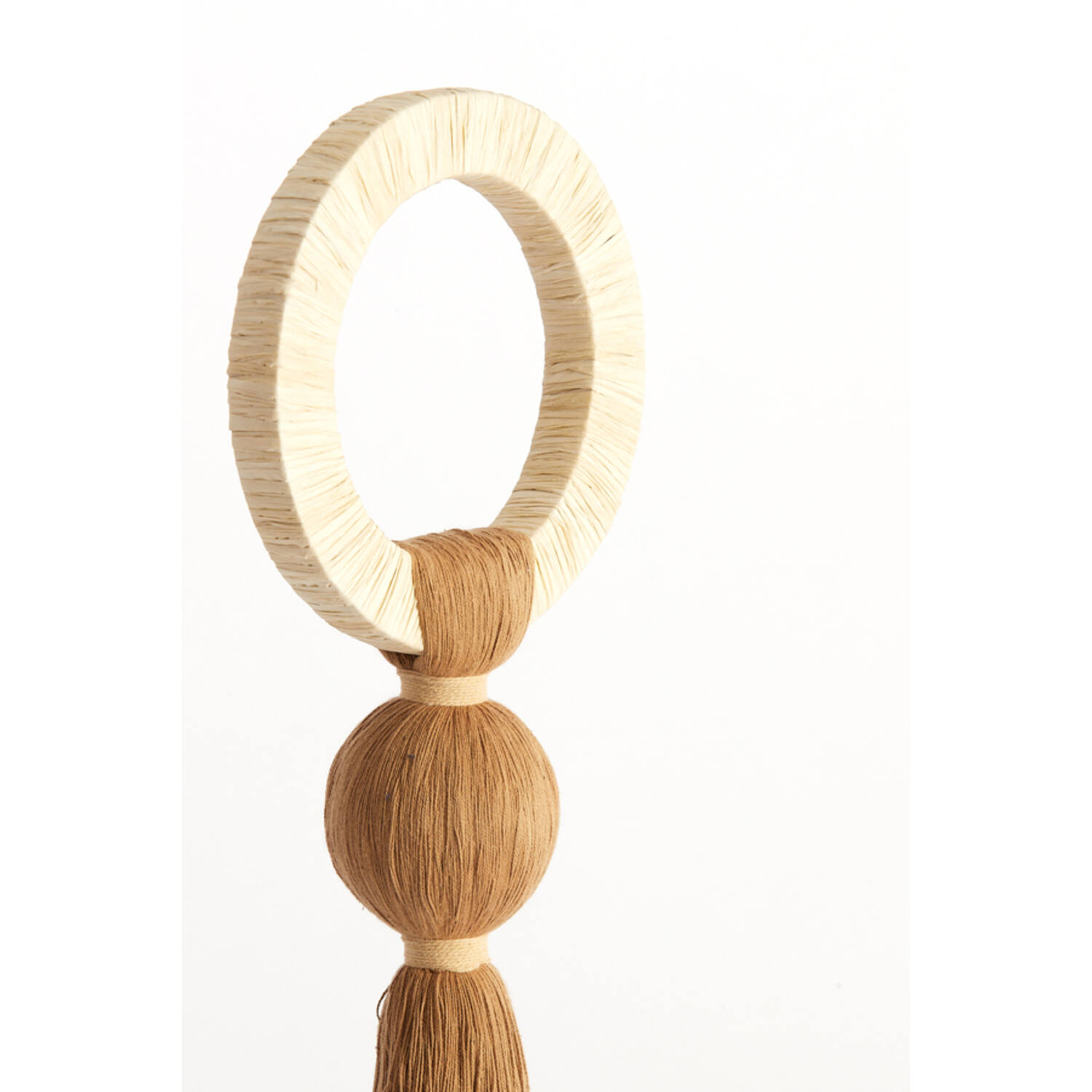 Ornament Ø14x62 cm YAVIZA ocher yellow+raffia cream