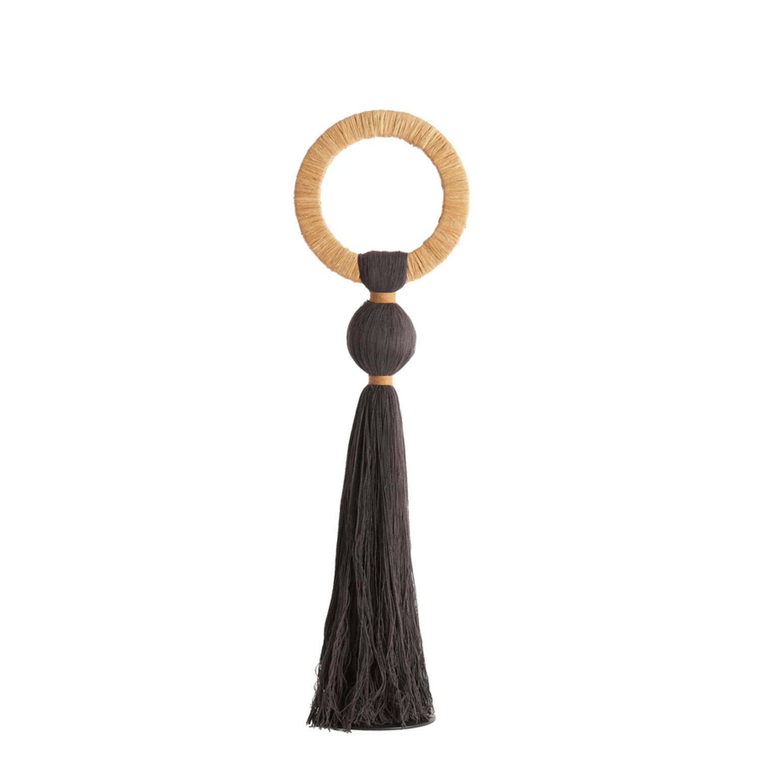 Ornament Ø14x62 cm YAVIZA dark brown+raffia sand