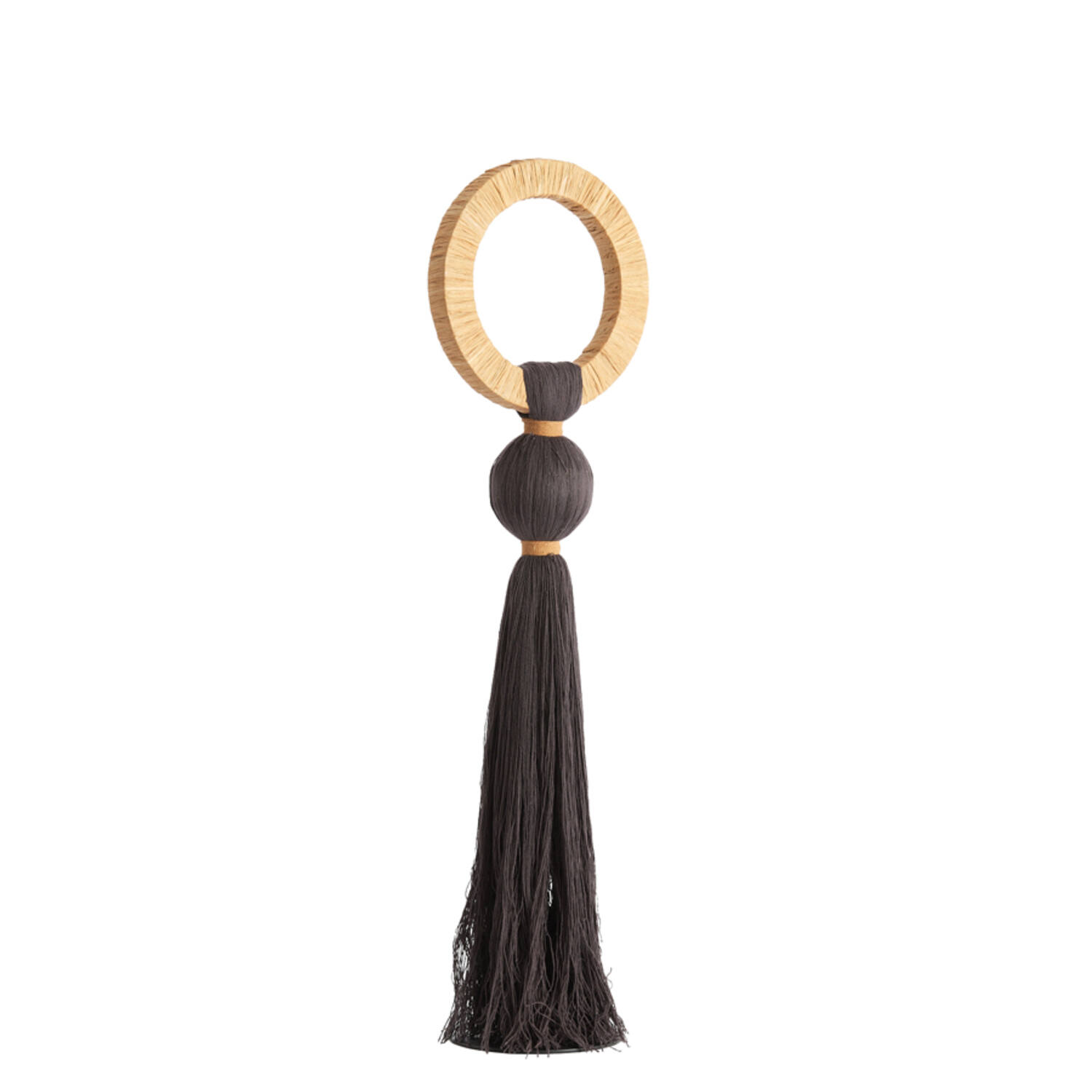 Ornament Ø14x62 cm YAVIZA dark brown+raffia sand