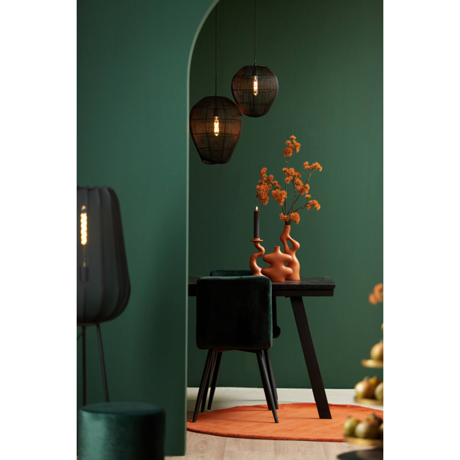 Vloerlamp driepoot Ø42x132 cm PLUMERIA zwart
