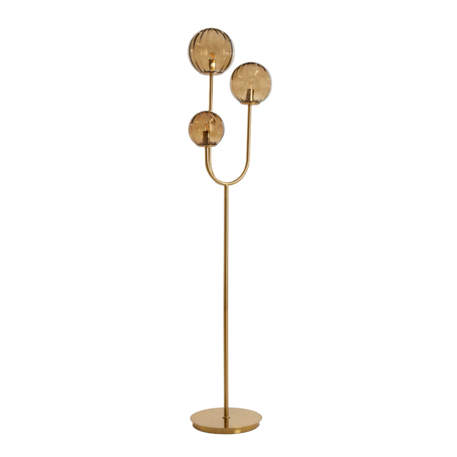 Vloerlamp 3L E14 38x20x162 cm MAGDALA glas bruin+goud