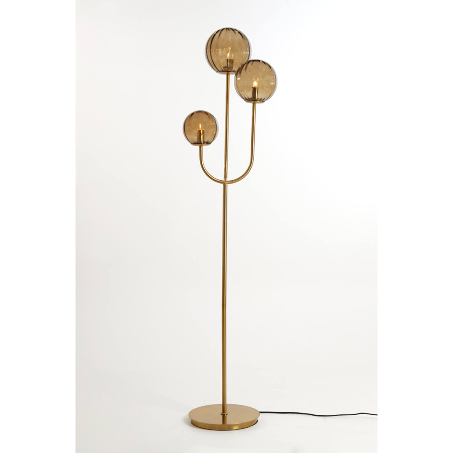 Vloerlamp 3L E14 38x20x162 cm MAGDALA glas bruin+goud