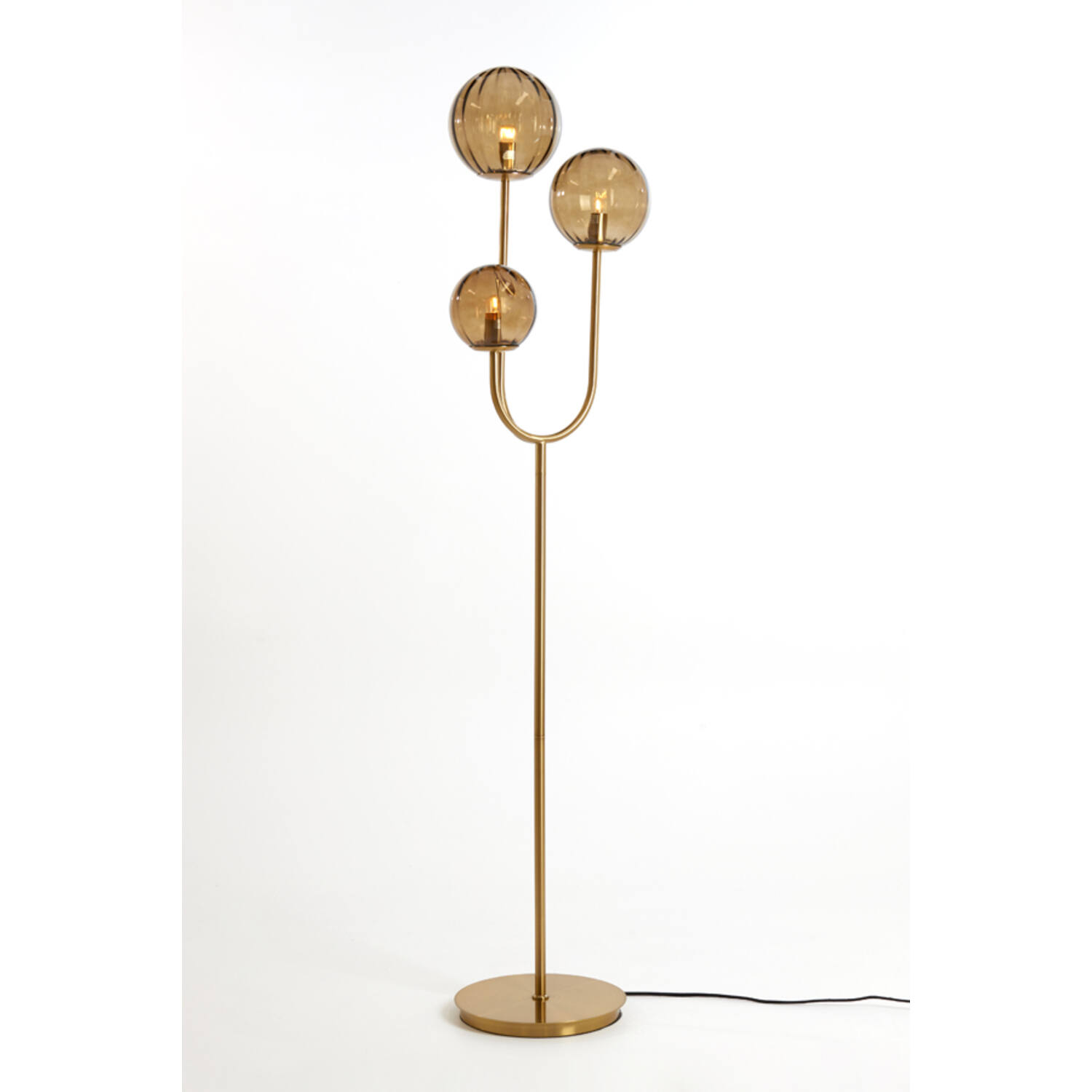 Vloerlamp 3L E14 38x20x162 cm MAGDALA glas bruin+goud