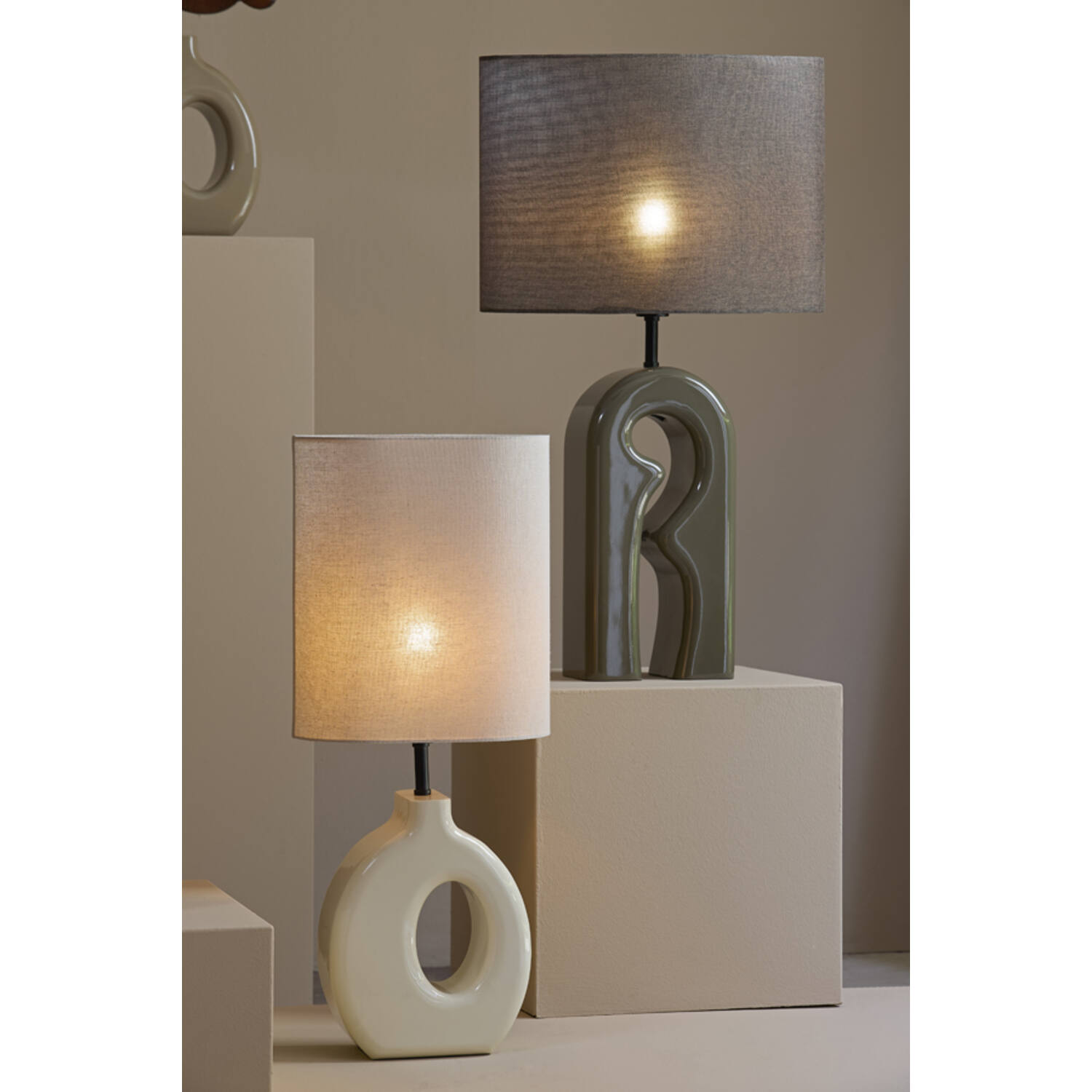 Lamp base 19x13x52,5 cm MISTRA shiny taupe