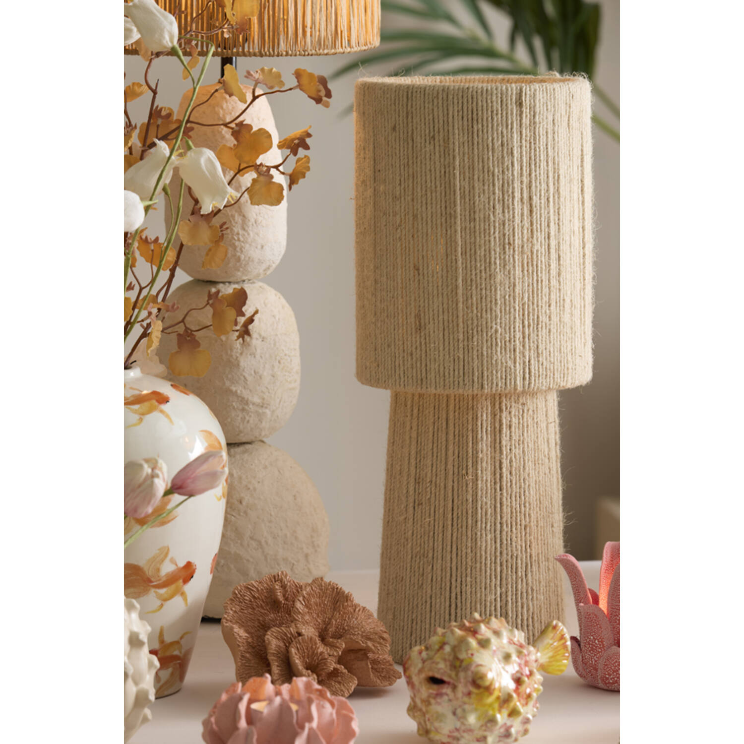 Tafellamp Ø21,5x54,5 cm PITINO jute crème
