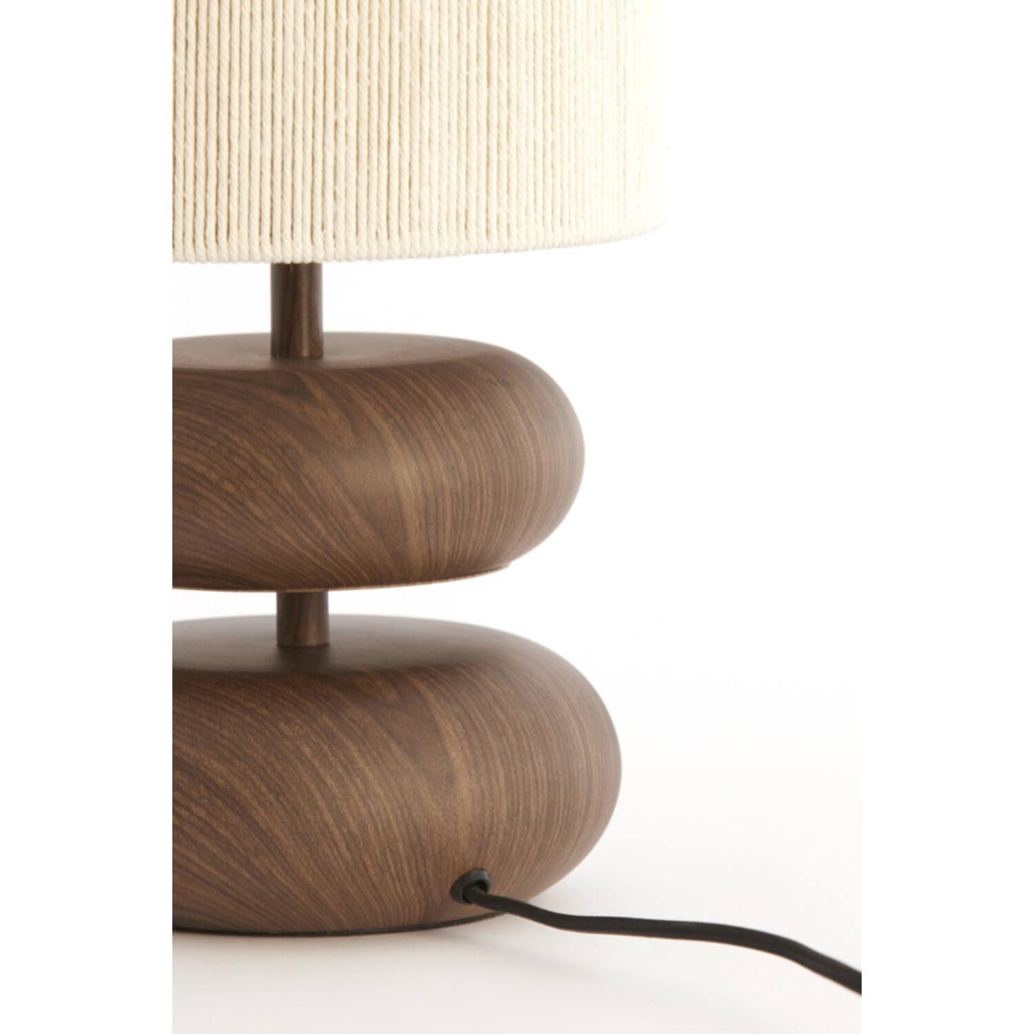 Table lamp Ø22x50,5 cm DANIALO wood print d brown+rope cream