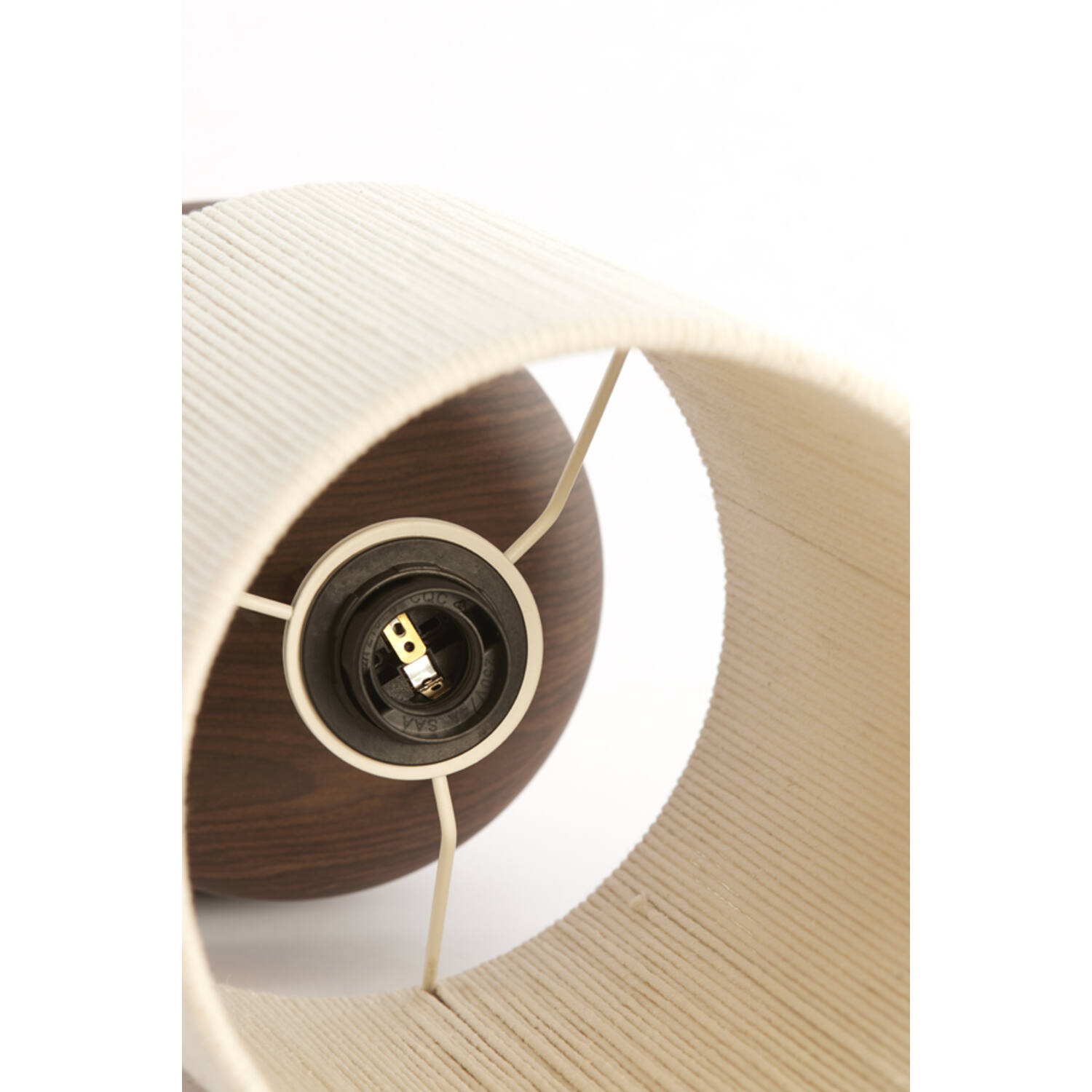 Table lamp Ø22x50,5 cm DANIALO wood print d brown+rope cream