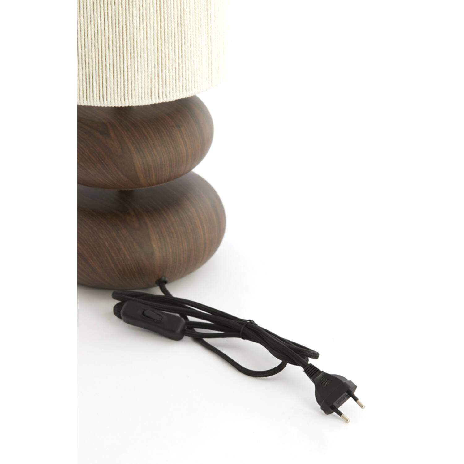 Table lamp Ø22x50,5 cm DANIALO wood print d brown+rope cream