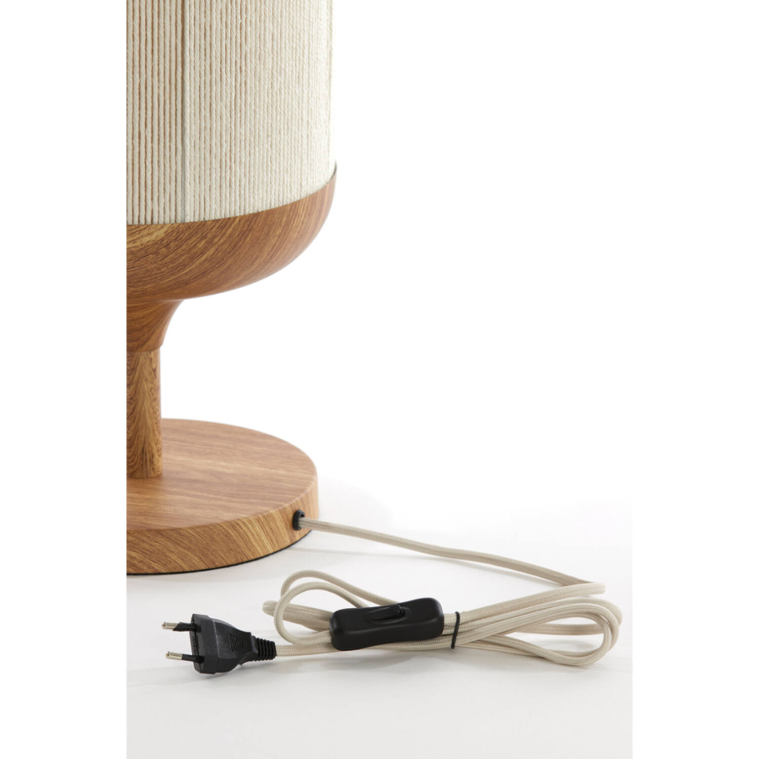 Table lamp Ø22,5x50 cm DANIA wood print natural+rope cream