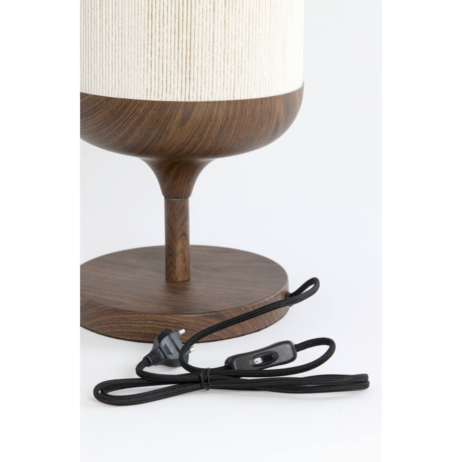 Table lamp Ø22,5x50 cm DANIA wood print d brown+rope cream