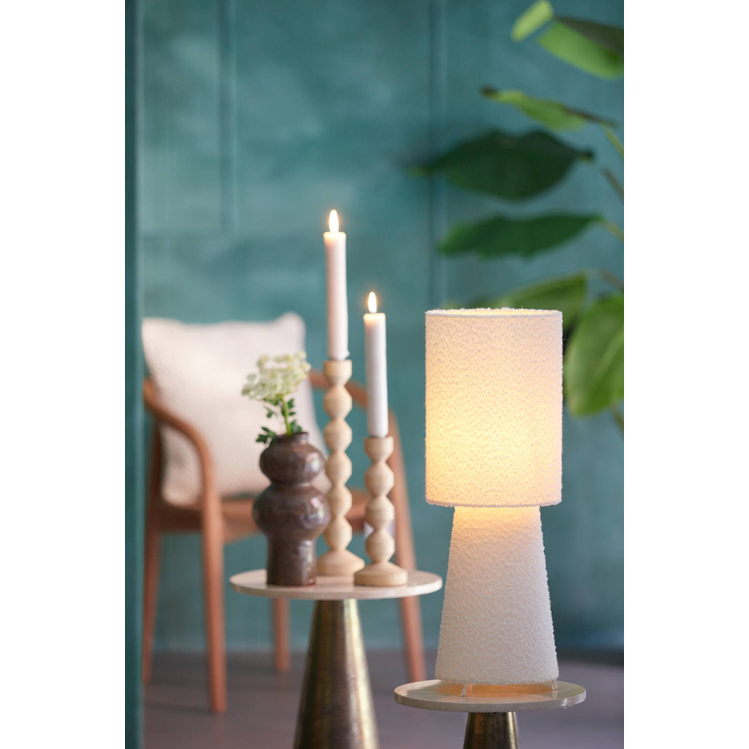 Tafellamp Ø20x58 cm MIKKEL bouclé crème