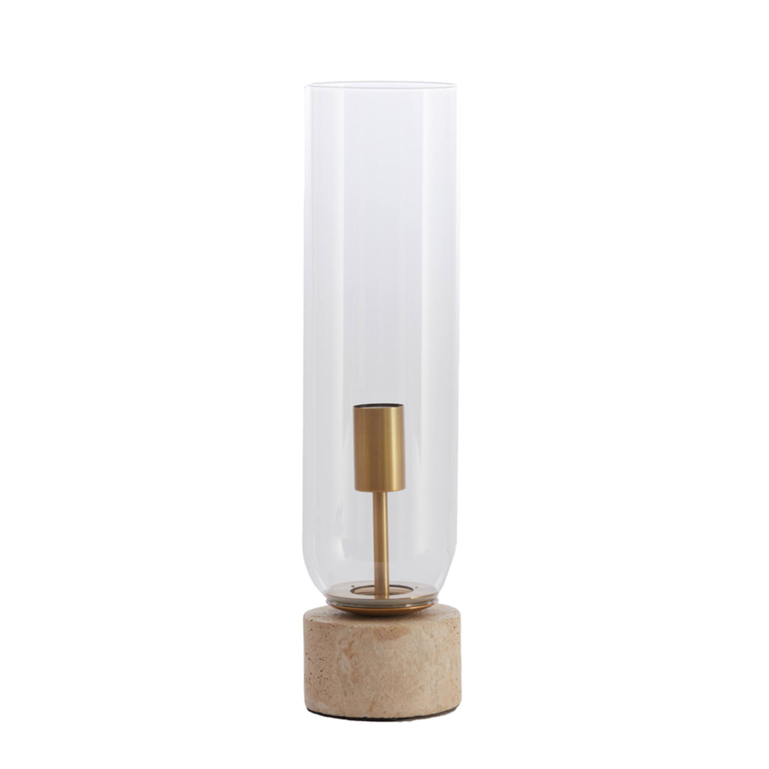 Tafellamp Ø12x47 cm RYLANO glas helder+zand+antiek brons