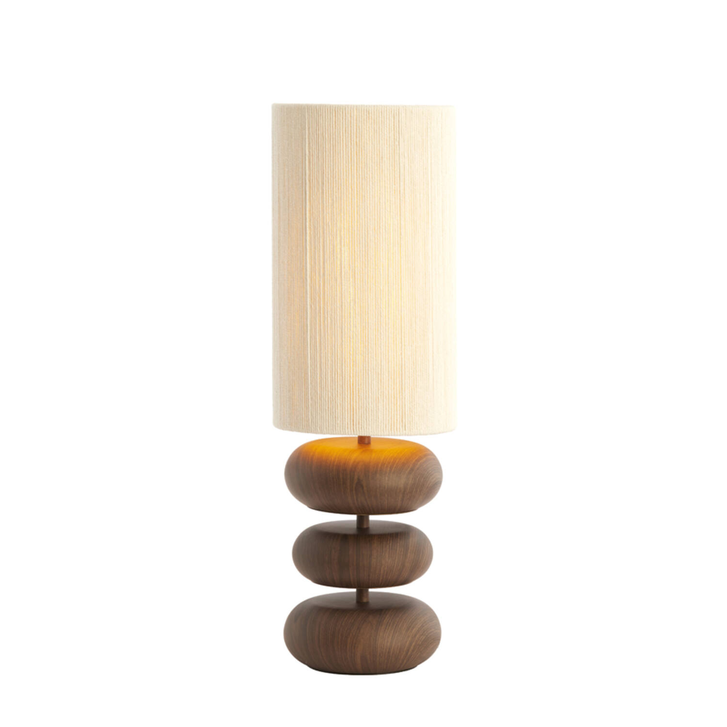 Tafellamp Ø22x67,5 cm DANIALO hout print d bruin+touw crème