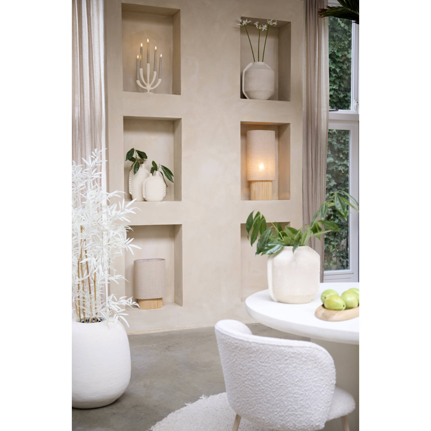 Table lamp 30x20x70 cm LASLO wood natural+linen natural