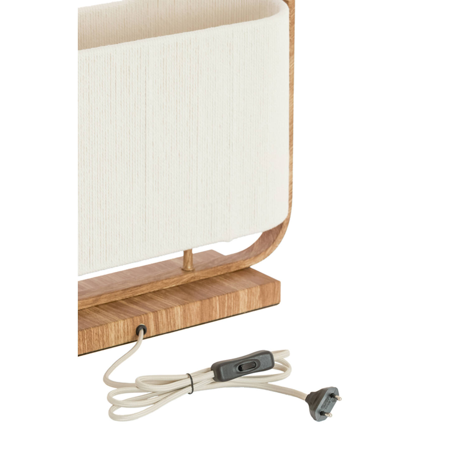 Table lamp 2L 45x15x37,5 cm LECCE wood print natr+rope cream