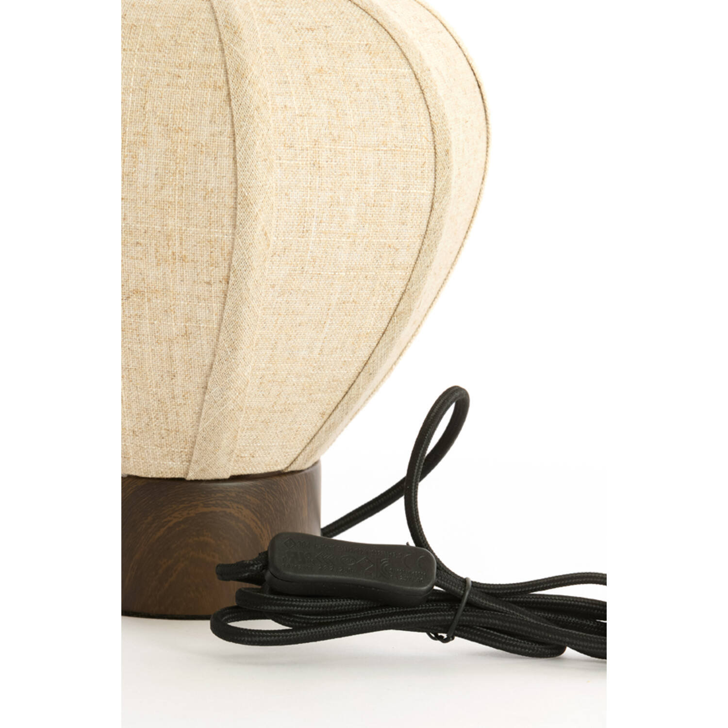 Table lamp Ø23x23,5 cm KYZO wood print d brown+linen nat.