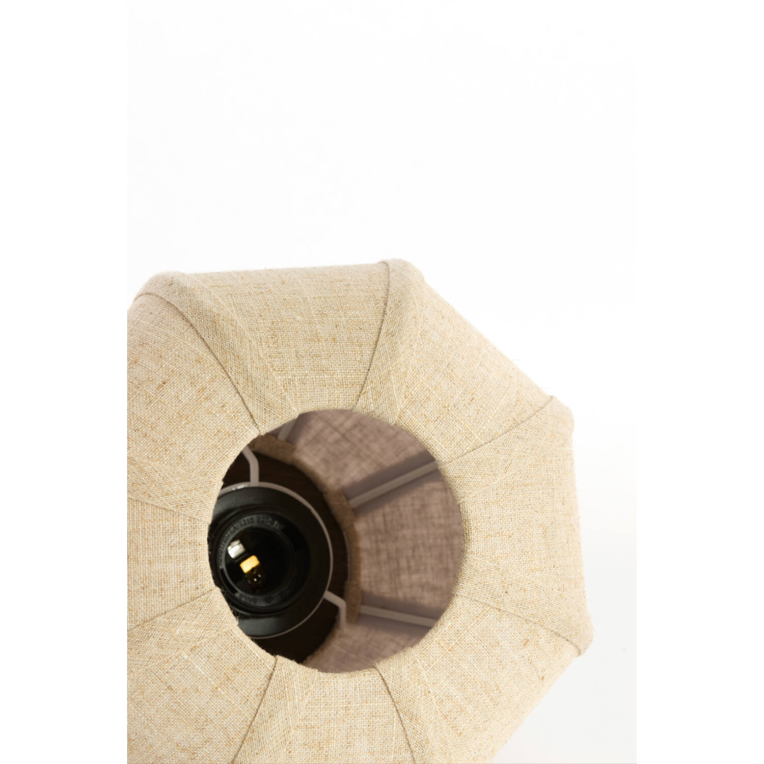 Table lamp Ø23x23,5 cm KYZO wood print d brown+linen nat.