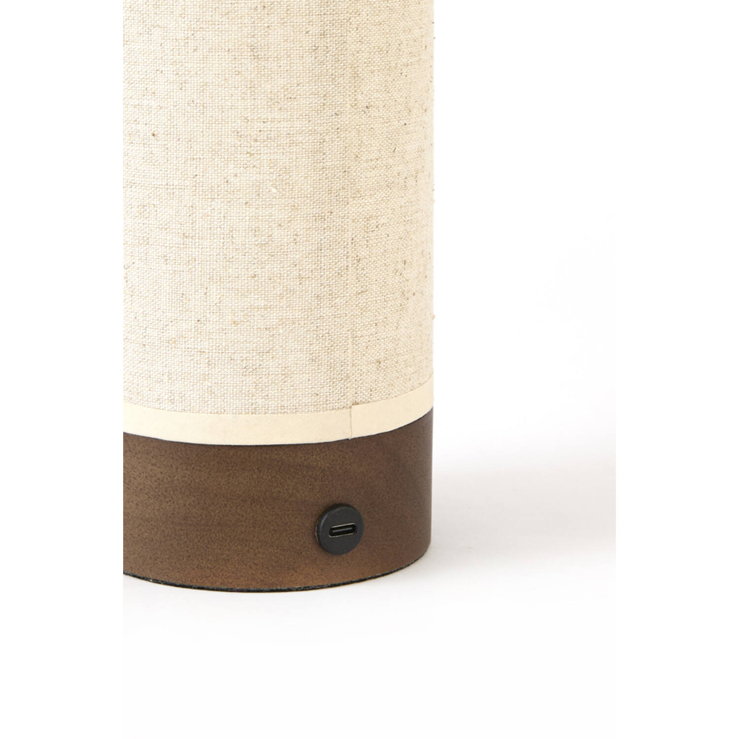 Table lamp LED Ø10x25 cm BRYLO linen natural+wood dark brown
