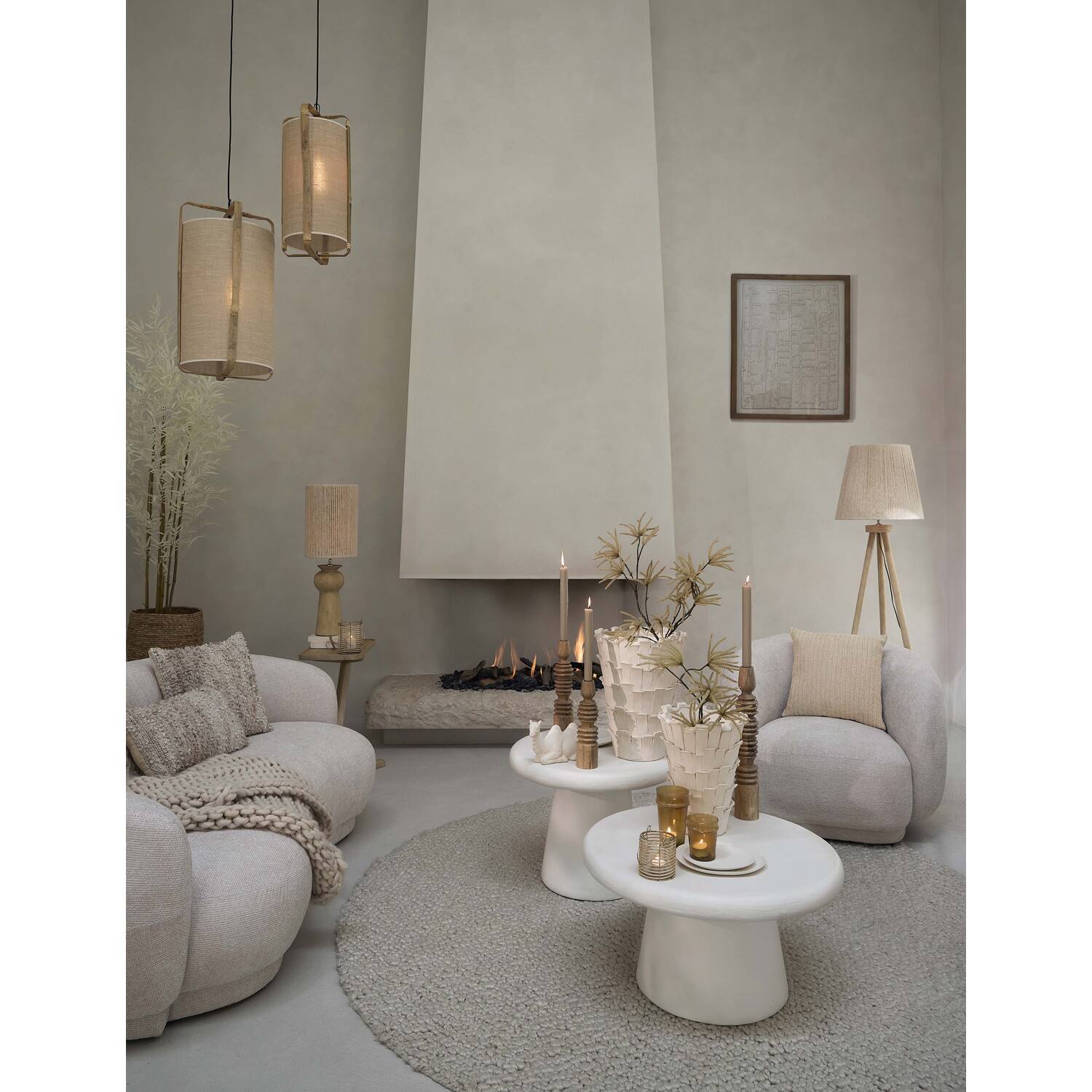 Kap drum 45-30-40 cm MEDANA chenille crème