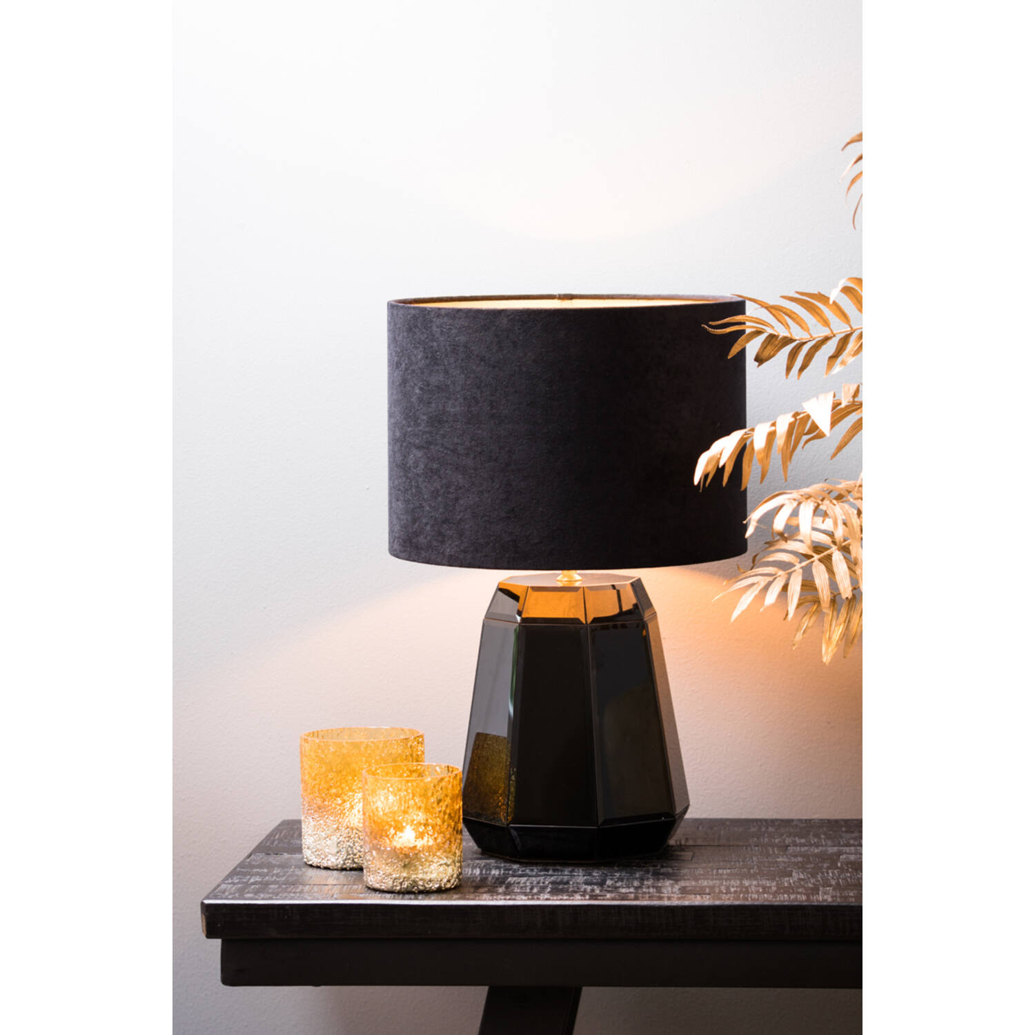 Shade cylinder 30-30-21 cm VELOURS black-taupe