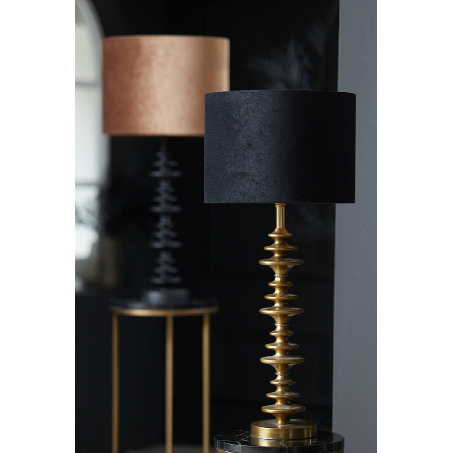 Shade cylinder 30-30-21 cm VELOURS black-taupe