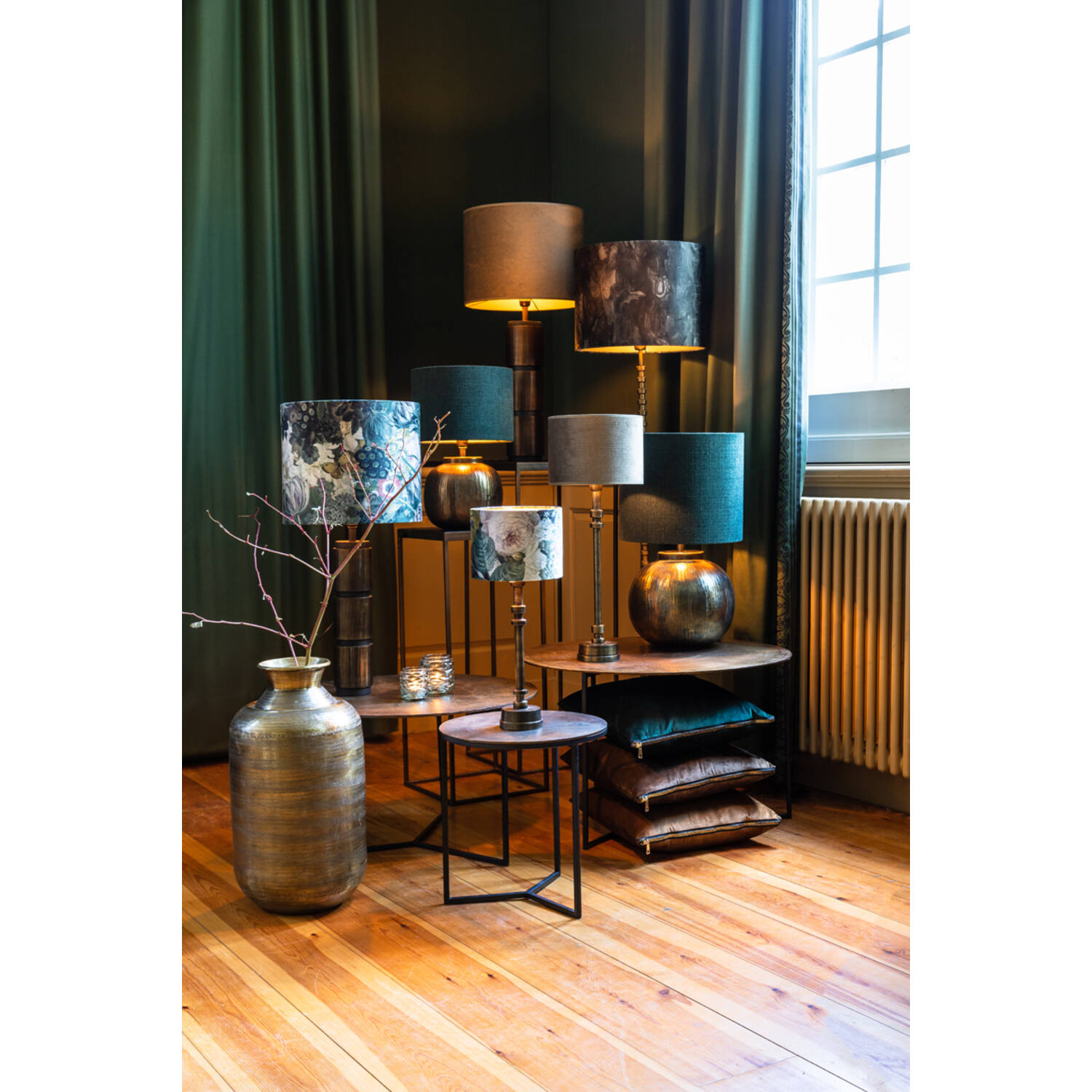 Abat-jour cylindre 40-40-30 cm BUTTERFLY ocre (2240976), Light & Living ...