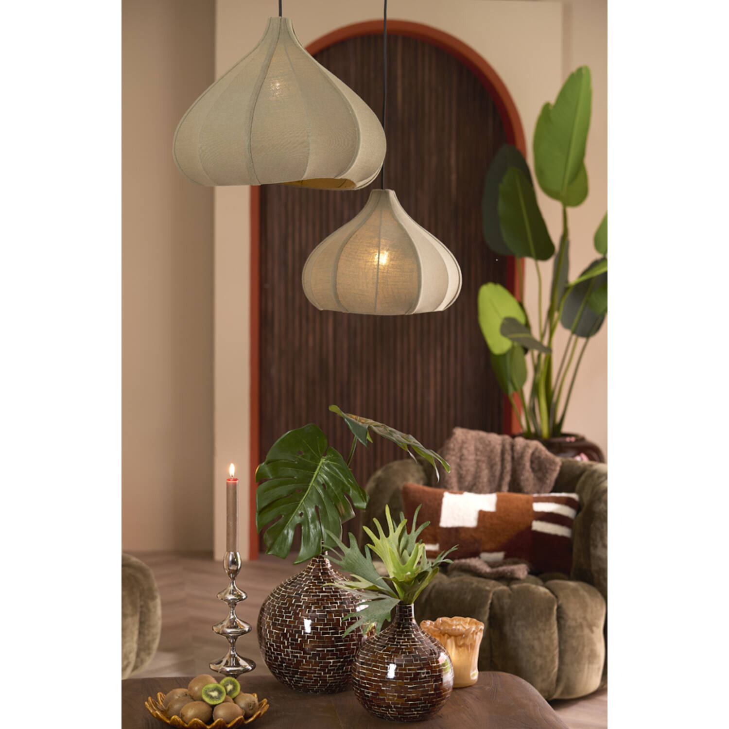 Hanging lamp 51x47x37 cm SUMONI olive green
