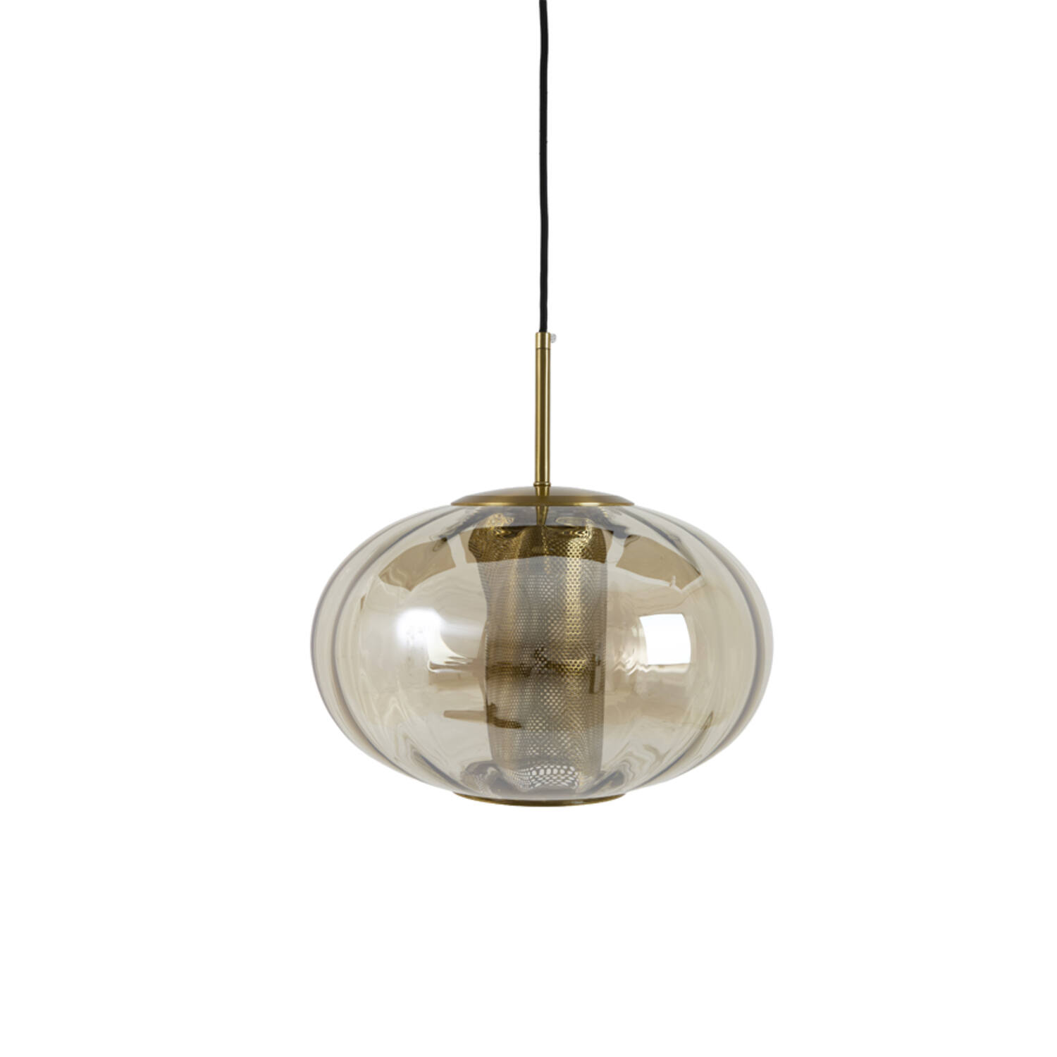 Hanging lamp Ø35x21 cm MINDELO glass amber+gold