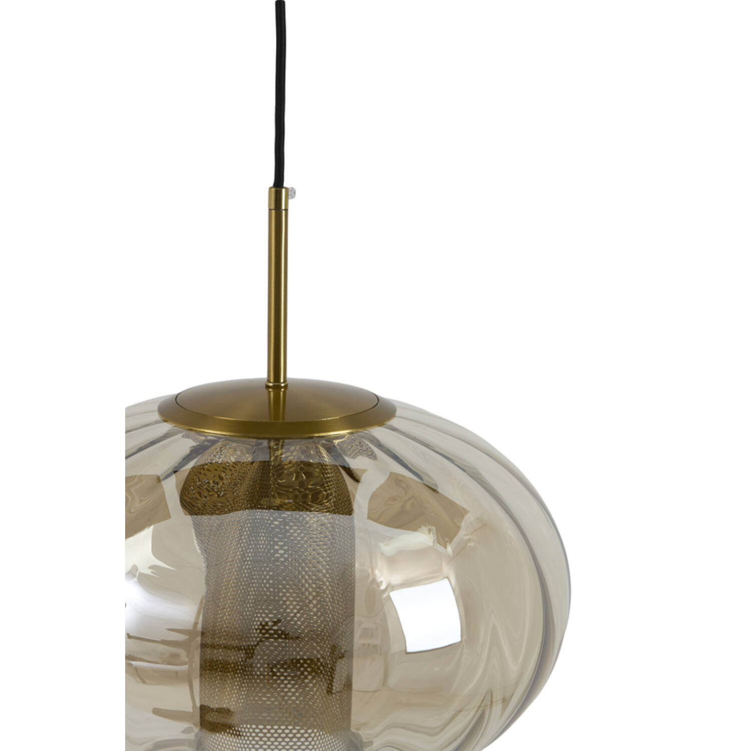 Hanging lamp Ø35x21 cm MINDELO glass amber+gold