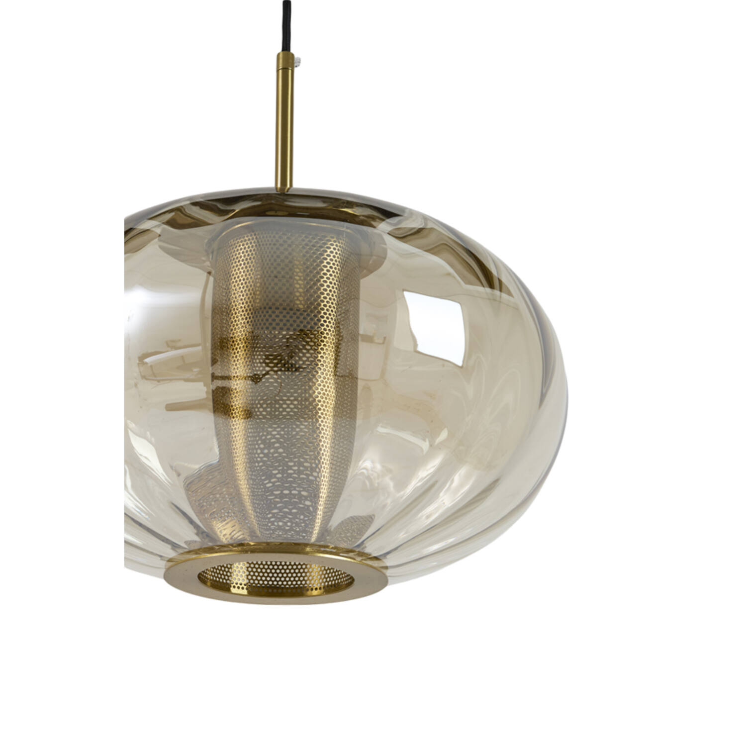 Hanging lamp Ø35x21 cm MINDELO glass amber+gold