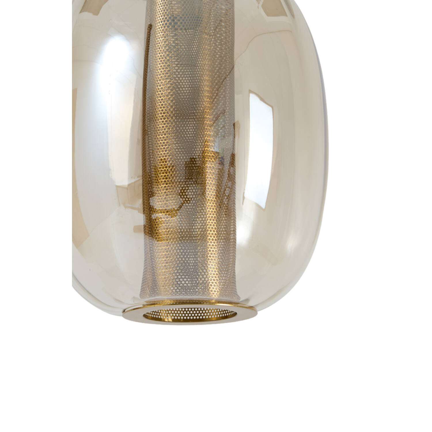 Hanging lamp Ø30x36 cm MINDELO glass amber+gold