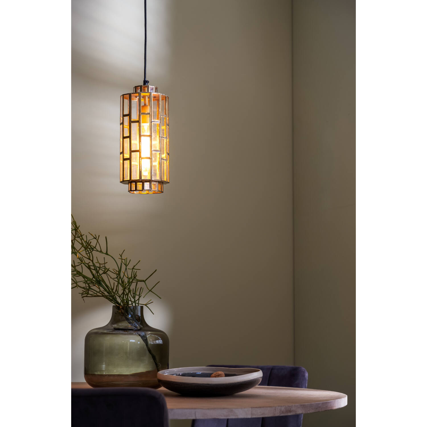 Hanglamp Ø15x31 cm SØSTRENE antiek brons+glas