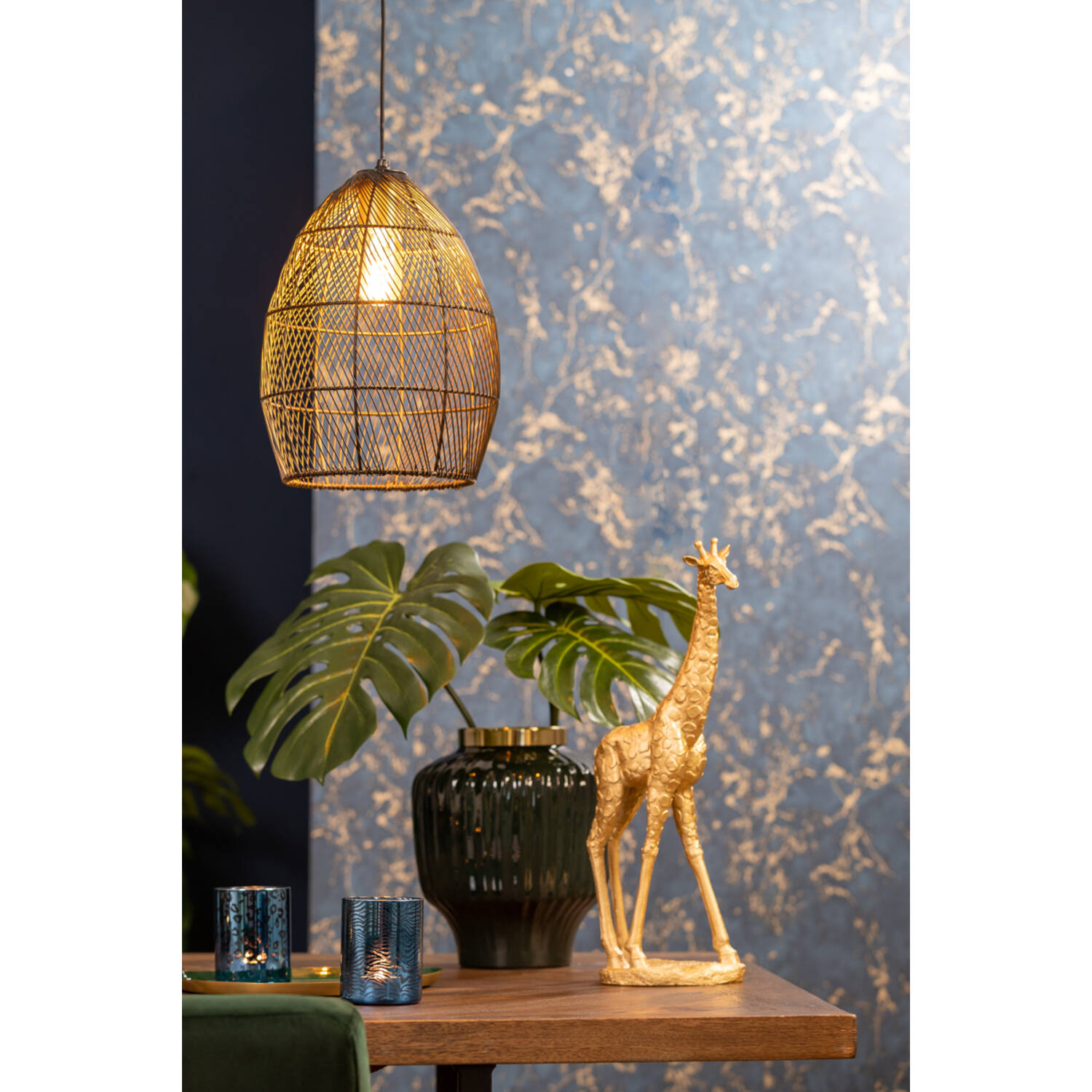 Hanglamp Ø23x31 cm MEYA zwart-goud
