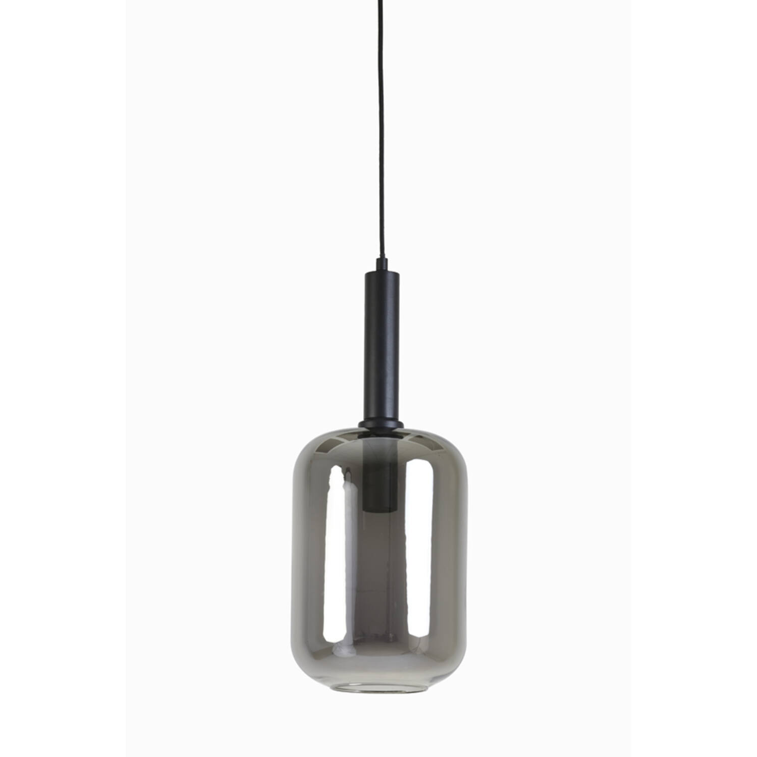 Hanglamp Ø22x52 cm LEKAR zwart+smoke glas