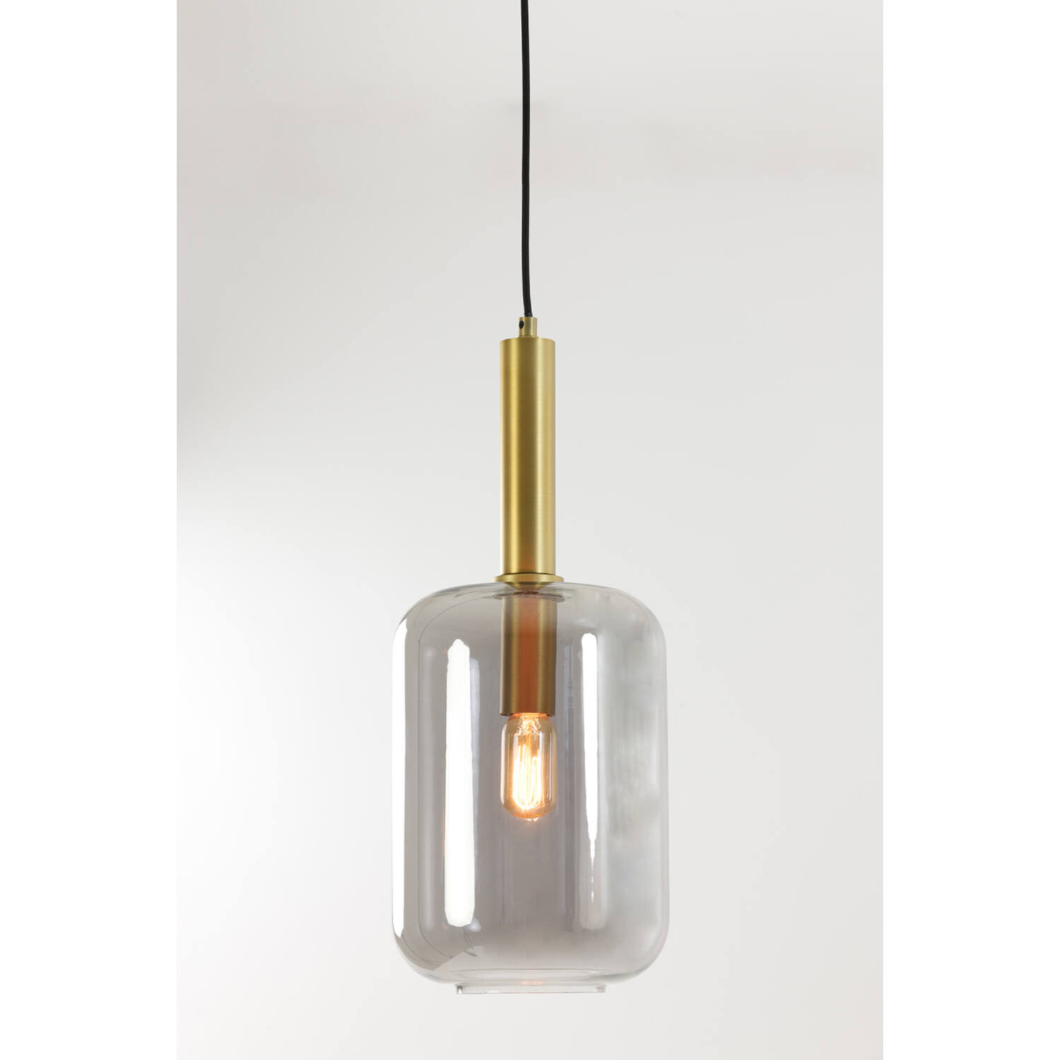 Hanging lamp Ø22x52 cm LEKAR antique bronze+smoked glass