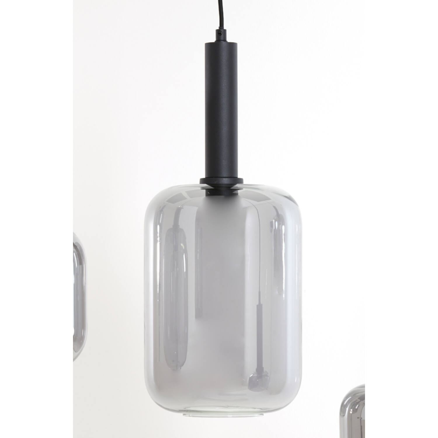 Hanglamp 5L 110x22x32 cm LEKAR zwart+smoke glas