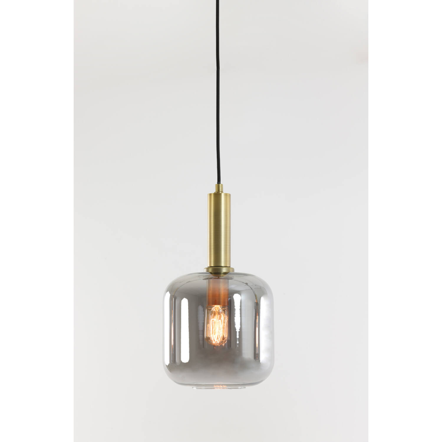 Hanging lamp Ø16x26 cm LEKAR antique bronze+smoked glass