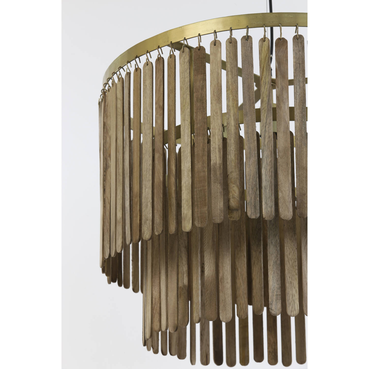 Hanglamp Ø60x43 cm GULARO hout bruin+brons