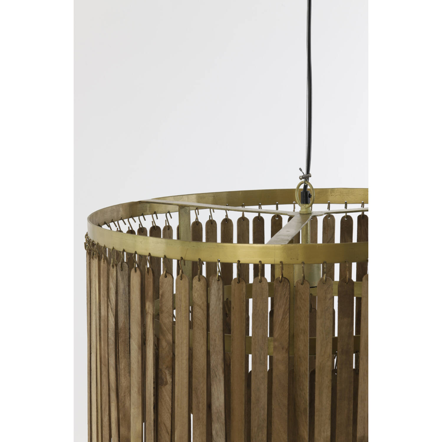 Hanglamp Ø60x43 cm GULARO hout bruin+brons