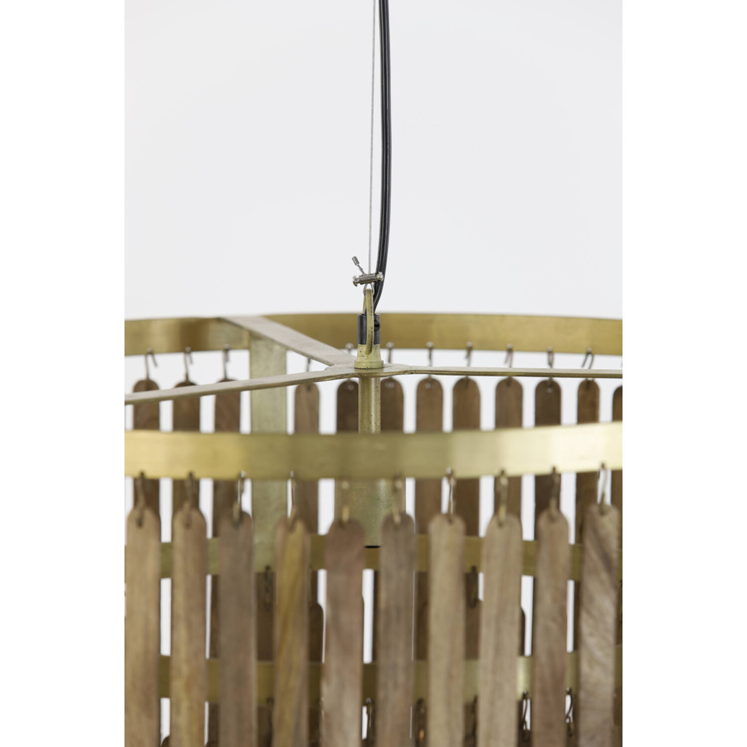 Hanglamp Ø60x43 cm GULARO hout bruin+brons