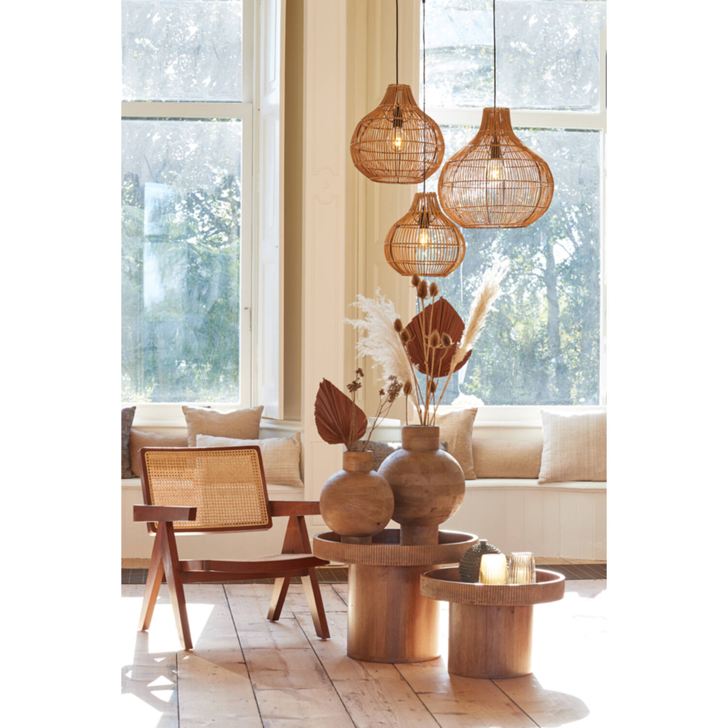 Hanglamp Ø40x41,5 cm PACINO rotan donker bruin