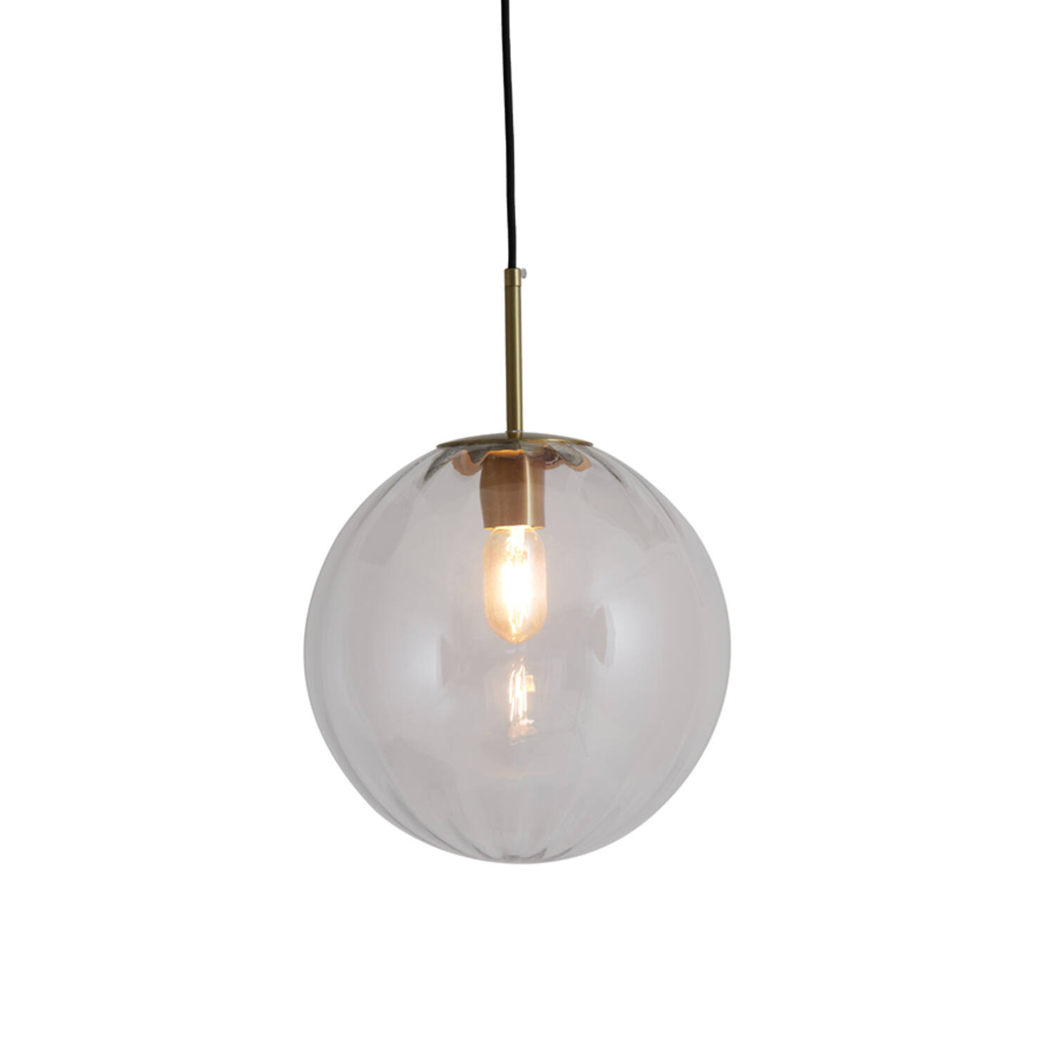 Hanging lamp Ø30 cm MAGDALA glass light grey+gold