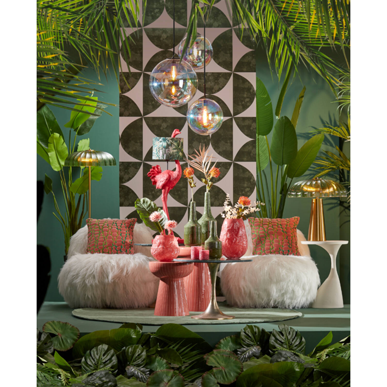 Hanging lamp Ø40 cm MEDINA glass rainbow+black