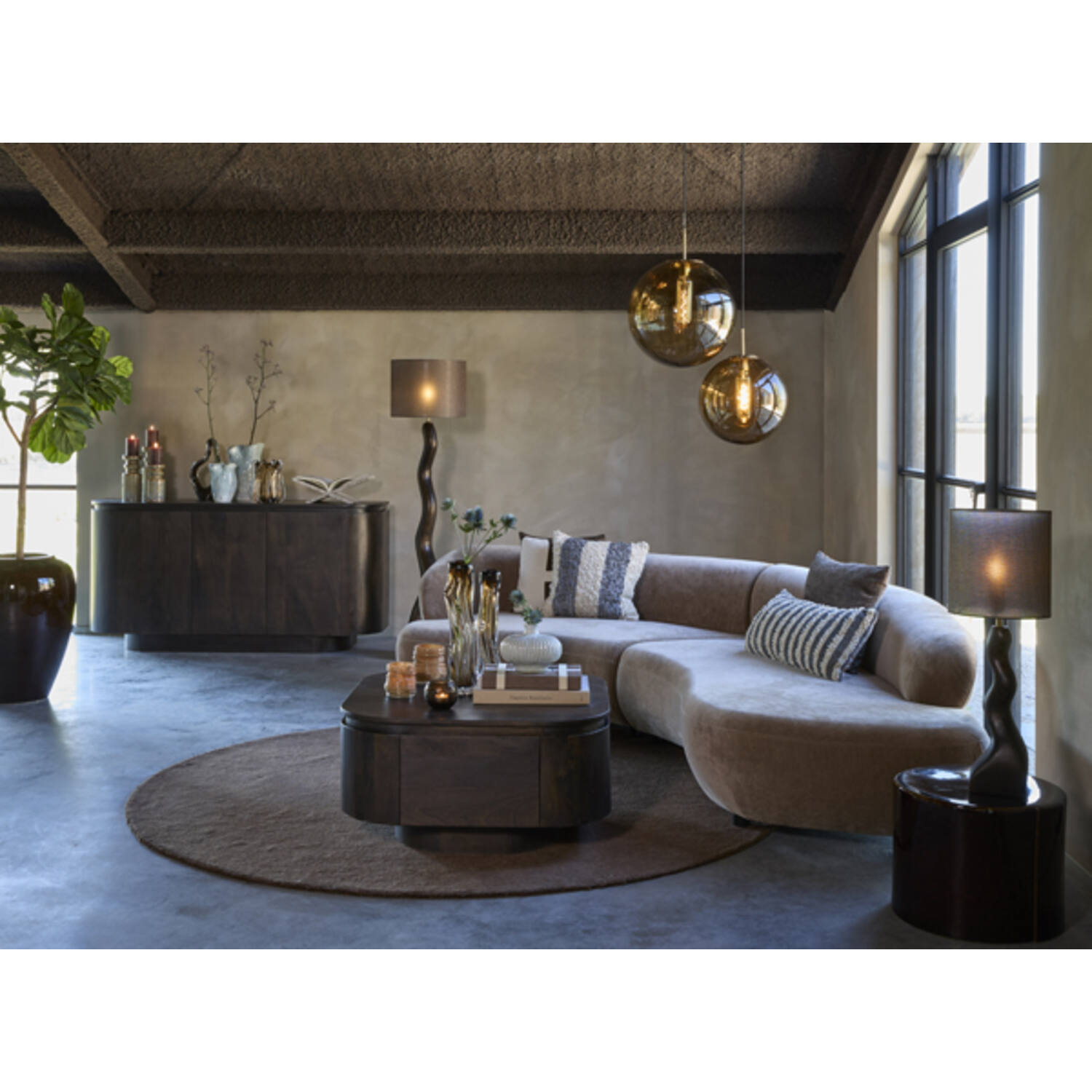 Hanglamp Ø40 cm MAGDALA glas bruin+goud