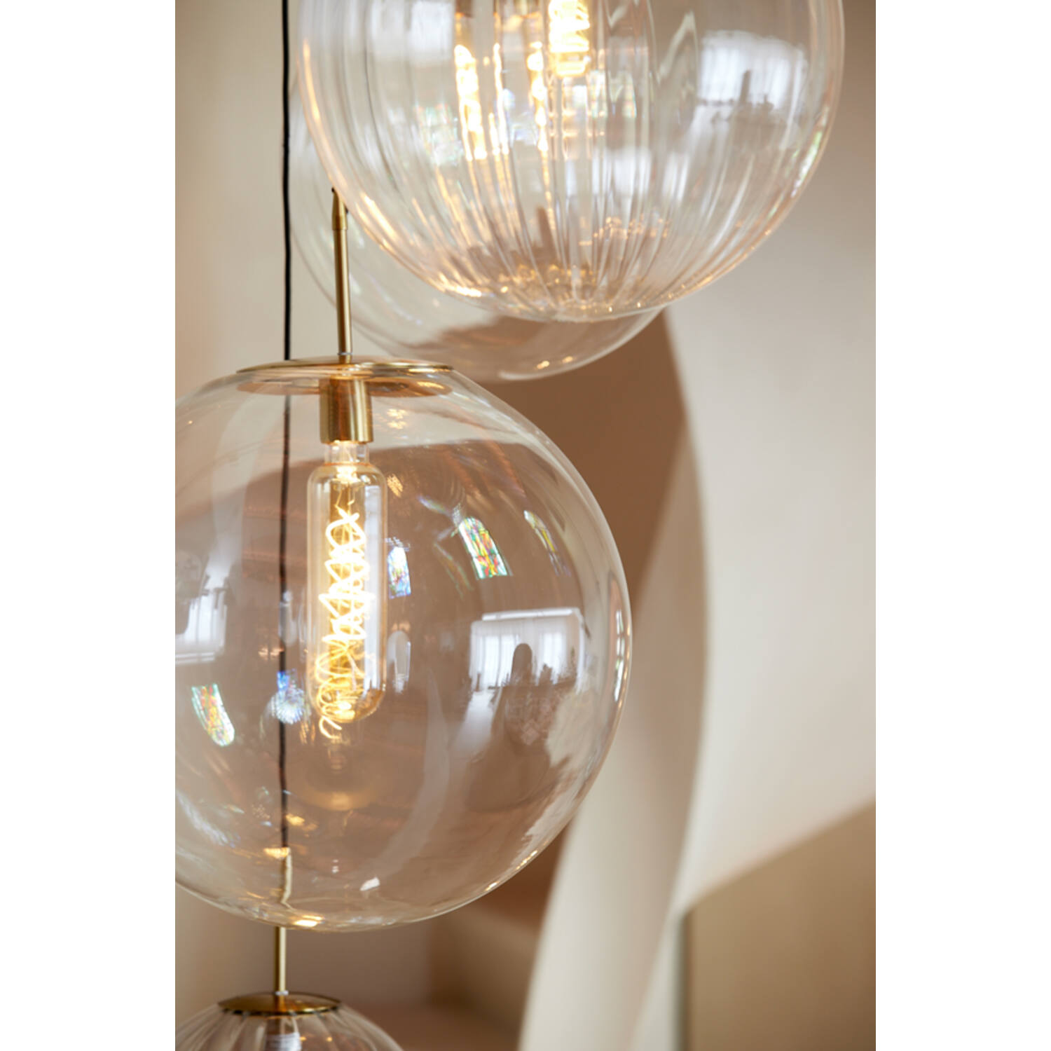 Hanging lamp Ø40 cm MEDINA antique bronze+glass clear