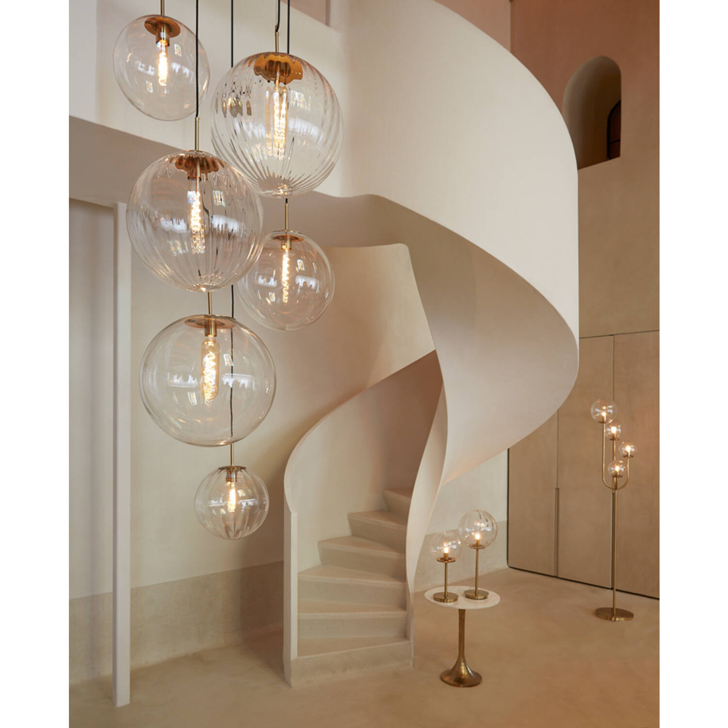 Hanging lamp Ø48 cm MEDINA antique bronze+glass clear