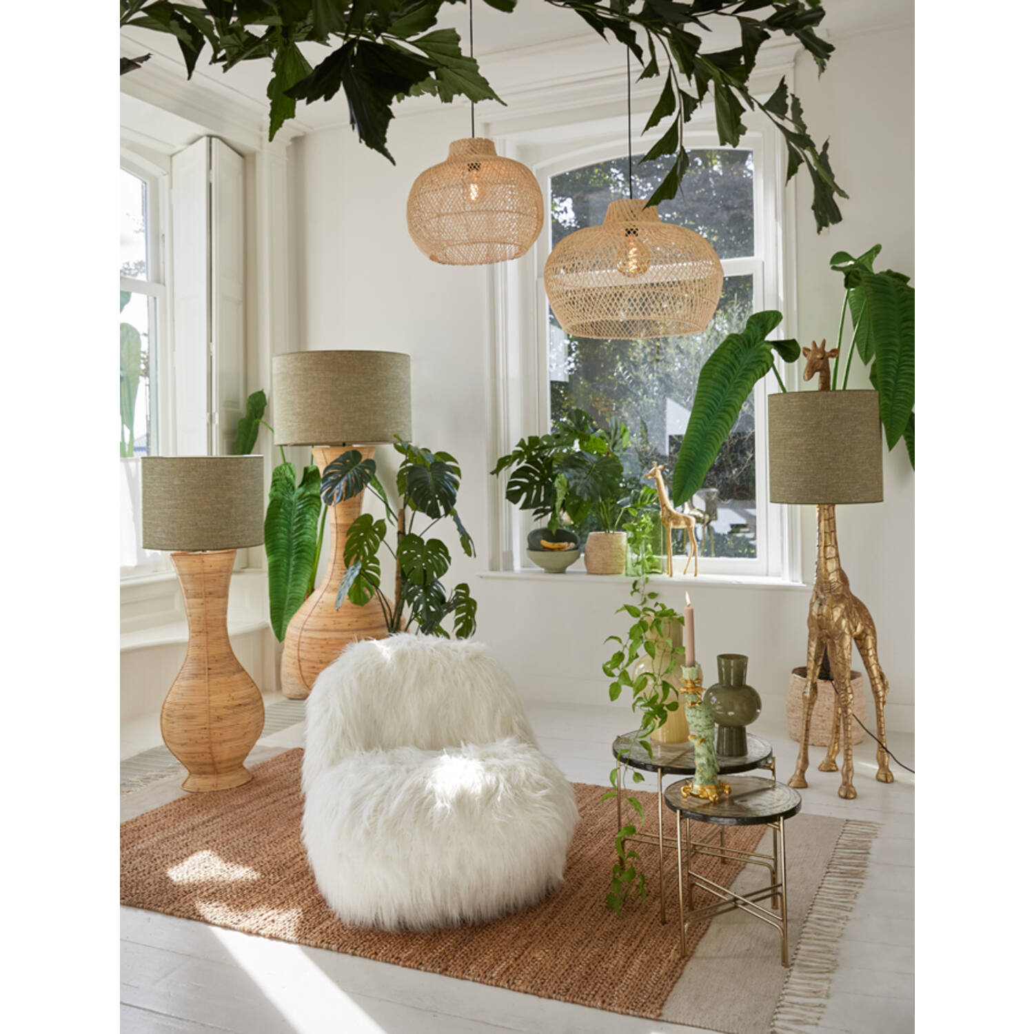 Hanging lamp Ø46x39 cm CHARITA rattan natural