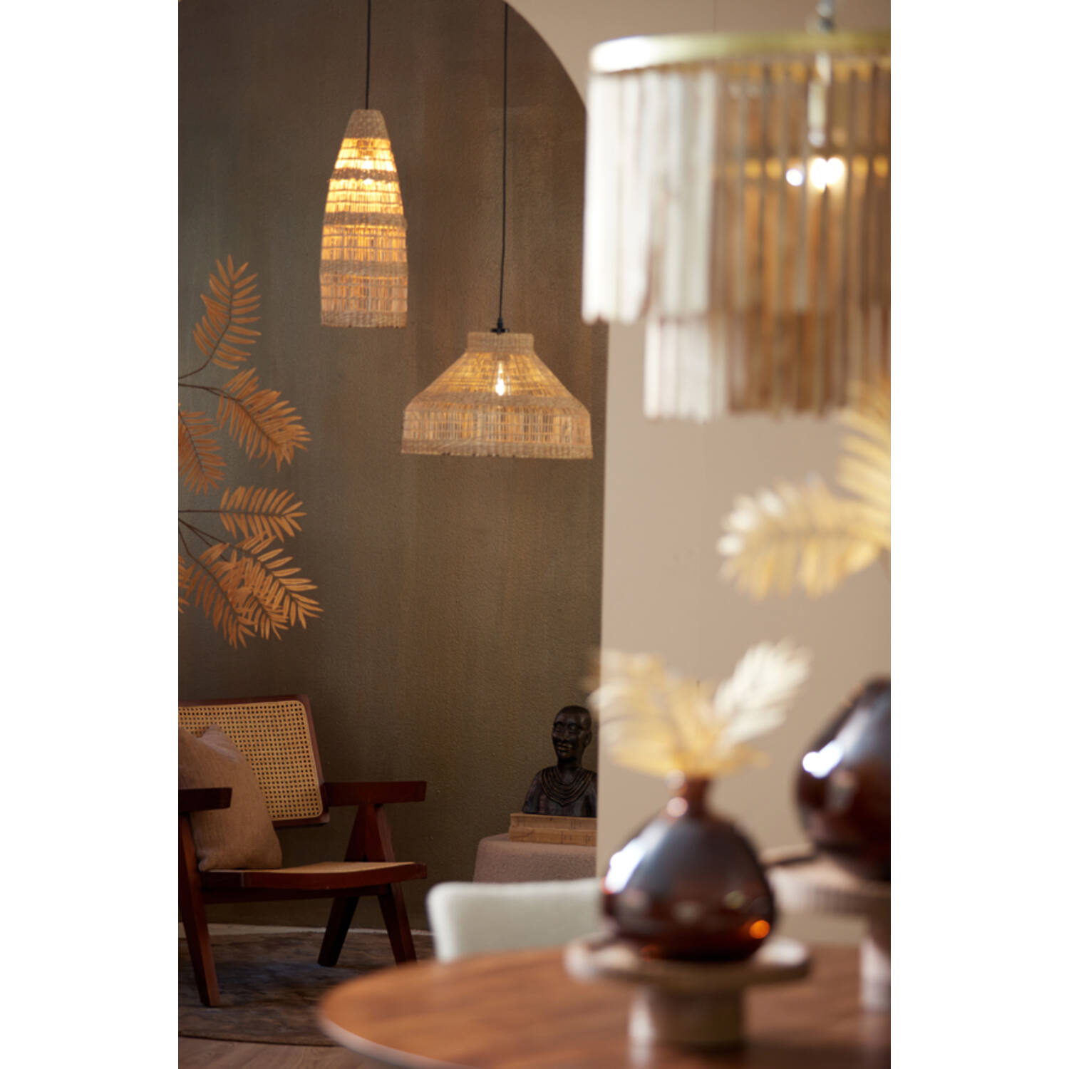 Hanging lamp Ø45x30 cm LATIKA seagrass natural