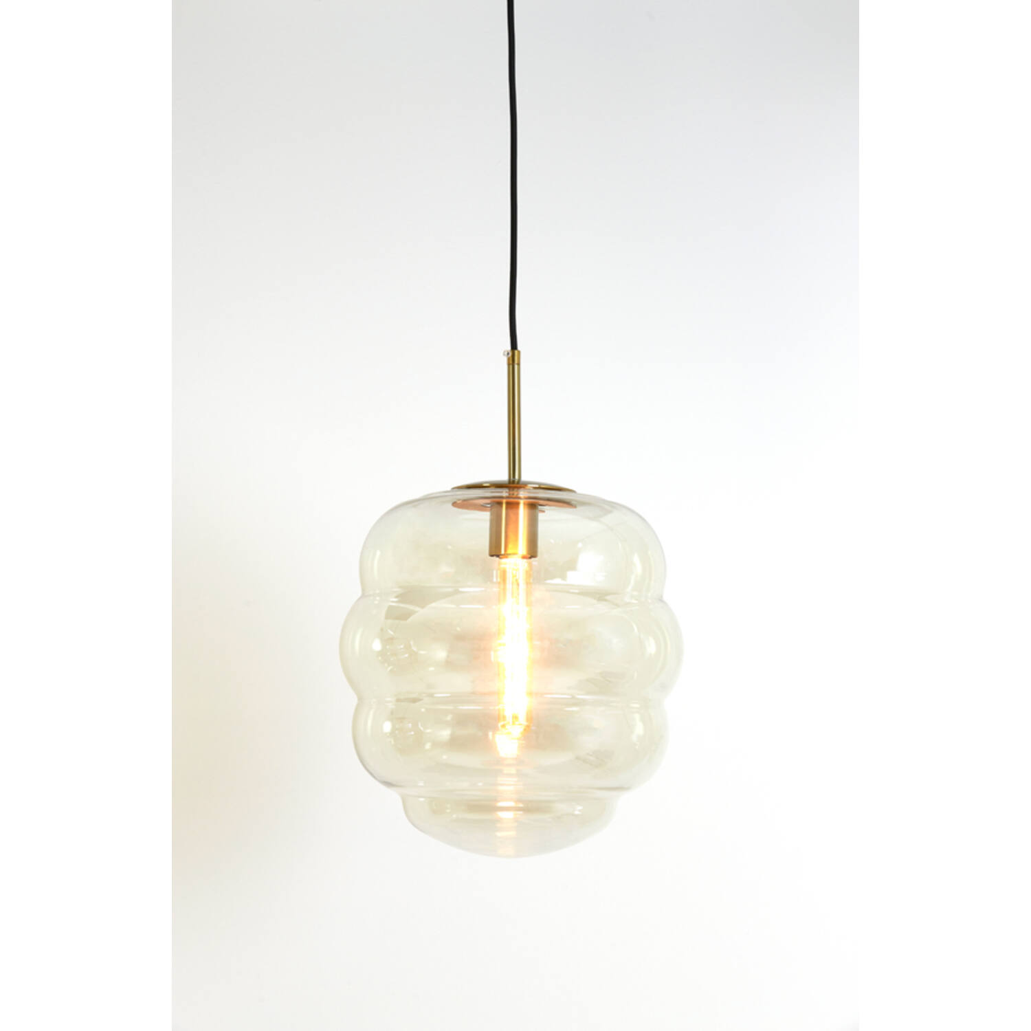 Hanging lamp Ø30x37 cm MISTY glass amber+gold