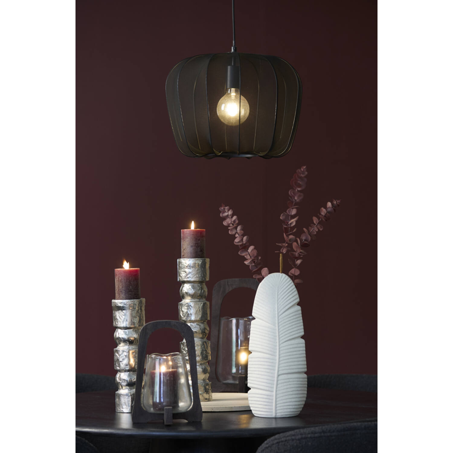 Hanging lamp Ø40x30 cm PLUMERIA black